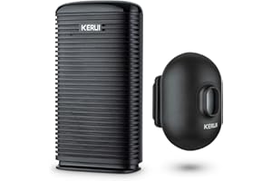 KERUI DW9 Driveway Alarm Wireless Weatherproof Outdoor PIR Motion Detector Indoor Chime Receiver DIY Entry Auto Doorbell Perimeter Entry Alert System for Home Shed Garage Shop Store Restaurant Black