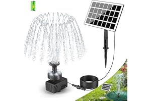 SZMP Solar Springbrunnen für außen 2024 Upgrade,3.5W Solar Teichpumpe LED-Lichtern mit 8 DIY Effekte,16.4ft Kabel,2000mAh Akku,Solar Wasserpumpe Solar schwimmender Fontäne Pumpe für Garten,Vogel-Bad
