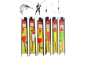 KGDUYC Hezhou 6 Piezas Bobbers de Pesca Flotador de Pesca Flotadores de Pesca con Mosca Bobbers de la Pesca con plomada, sedal y Anzuelo (5#, 7#, 9#) para Piscina, Pesca Salvaje, Lago, Pesca en el mar