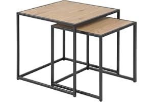 Amazon Basics Martin - Mesa auxiliar Cuadrado nido, 2 Unidad, 50 x 50 x 45 cm (largo x ancho x alto), Acabado Con Efecto de Roble (previamente Marca Movian)
