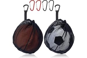 Aipeeo Ballnetz 1 Ball, 2 Stück Tragbare Ballsack, Basketball Tasche, Faltbar für Basketball, Fußball, Volleyball mit Vier Bergsteigerschnallen geliefert