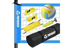 Patiassy 9.75M*0.9M Filet de Volleyball Professionnel en Plein air, Jardin avec poteaux en Acier à Hauteur réglable, Filet en Nylon Solide, Ballon de Volleyball en PU et Sac de Transport