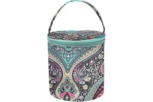 Nagoyuki Runde Gewebte Tasche, Kleiner Strickprojekt-Organizer für Garne, Aufbewahrungstasche mit Reißverschluss A