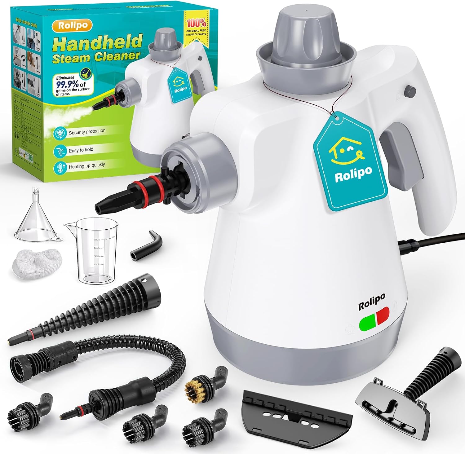 Nettoyeur Vapeur Portatif 1050W, Nettoyage Haute Température – 100% Sans Chimie Désinfection, Appareil Multifonction pour Cuisine, Salle de Bain, Voiture, Sols et Tissus