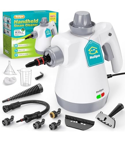 Di4 Vaporix Nettoyeur Vapeur à Main 1350W, Vapeur Continue 32 g/min, Chauffe 30s, 16 min de Vapeur, Réservoir 550 ml, Nettoyeur Vapeur Multifonction 9 Accessoires, Tuyau 3 m