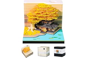 HYUNLAI Calendrier 3D 2026 détachable, calendrier de bureau avec lumières LED, bloc-notes avec porte-stylo, notes autocollantes pour calendrier, cadeau créatif pour Noël, décoration d'intérieur (maison