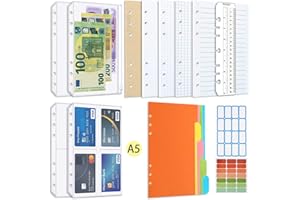 COPSD A5-NachfüLlpapier, A5-Flipchart-Papier Mit 6 LöChern, Haushaltskarten, ReißVerschlusstaschen, TrennbläTter, Lineale, Haftnotizen Usw. FüR 6-Ring-Flipchart-NotizbüCher, Skizzen, Zeichnungen Usw