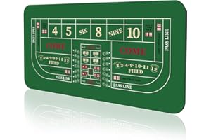 YUZPKRSI 177,8 x 88,9 cm tragbare, professionelle Casino-Craps-Tisch-Layout-Matte mit Tragetasche, rutschfeste Gummi-Craps-Würfelspiel-Layout-Tischabdeckung für Partys, Heimunterhaltung, Spieleabend