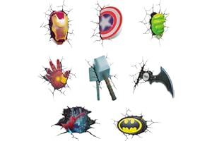 YUMCUTE Wall Sticker 8pcs Hero Stickers ovie Wall Decal Self-Adhesive Sticker, Removable Kids Wall Stickers, 3D Breaking Through Wall Stickers Kids Bedrooms Living Room Wall Decor