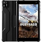 PRITOM 7 Zoll Android 14 Tablet PC mit 8GB RAM 64 GB ROM, 1024GB Expand, 8-Core, 5G WiFi, Dual Kamera, Bluetooth, 7" Tablet m