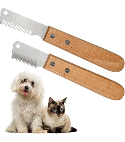Peigne Couteau à Trimmer Pour Chien Et Chat à Poil Dur | Manche En Bois Ergonomique, Acier Inoxydable, Longueur 17 Cm - 9