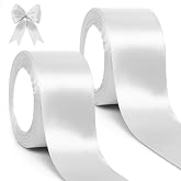 GXFCING White Satin Ribbon 50 mm, 46 Metres Satin Ribbon for Gift Packaging, Crafts, Bow, Bouquet, Wedding and Christmas Deco