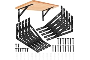 HAOCHEN 10 Pièces Equerre Etagere Murale, Supports Triangulaires Angulaires Droits de 90 Degrés, Support D'étagère Murale, Support d'angle Brace pour Salon Chambre Bibliothèque (10 PCS Noir 150X95MM)