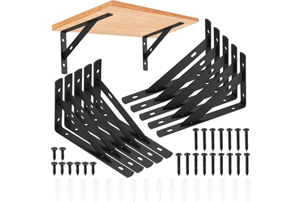 10 Pièces Equerre Etagere Murale, Supports Triangulaires Angulaires Droits de 90 Degrés, Support D'étagère Murale, Support d'angle Brace pour Salon Chambre Bibliothèque (10 PCS Noir 150X95MM)