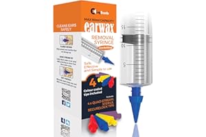 LUGGUARDS® 60ml HIGH Capacity Quad Stream Ear Wax Removal Syringe with 4 STERILE Colour Coded Tips