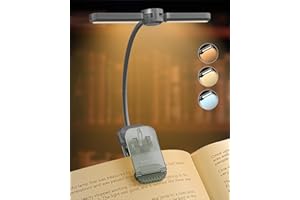 enclize Leselicht, wiederaufladbares Buchlicht zum Lesen im Bett, 180 ° verstellbarer Lichtkopf, augenschonende 3 Farbtemperatur und stufenloses Dimmen, ideal für Leseliebhaber - Silbergrau