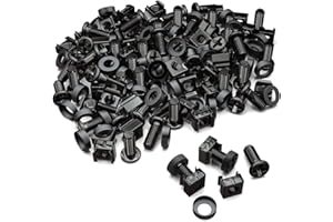 deleyCON 50x Juego de Tuercas Enjauladas M6 y Tornillos para Armario de Red Carcasa del Servidor 19 y 10 Pulgadas Montaje Juego - Negro