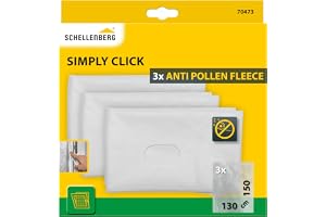 Schellenberg 70473 set om 3 pollenskyddsfleece för insektsnät fönster Easy Click, 130 x 150 cm, ersättning för pollenskyddsgaller