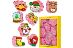 Acevegue 8 Pezzi Formine Biscotti Natale, 3D Pressable Stampini Biscotti Natale, Per Biscotti Bakeware Natale Decorazione di torte