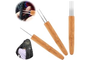 UWOBEFO Herramientas Gancho de Ganchillo de Rastas Aguja de Ganchillo para Rastas 3 Piezas Agujas para Rastas de Bambú Crochet Needle Set para Cabello Gancho de Ganchillo para Rastas Aguja Tejer para Trenzas