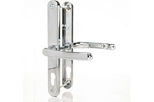 GENERIC UPVC Door Handles Set Suits Fullex Locks Polished Chrome Lever/Lever 68mm PZ (Centres) 215mm Screw to Screw Backplate 245mm X 32mm UPVC Door Handle Chrome Replacement PVC Door Handle (TSSHAN68)