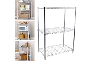 HauTour Mesa de cocina de acero inoxidable, 56 x 35 x 80 cm, mesa de cocina, mesa de acero inoxidable, estantería para cargas pesadas, 3 estantes, estante, 50 kg, para despensas, restaurantes,