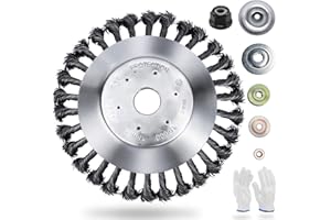 HAUSPROFI 8'' Grass Trimmer Cutter Head for Garden Lawn Mower, Strimmer Wire Brush Head with Knotted Wire, Universal Solid Steel Wire Wheel for Brush Cutter Attachment Replacement