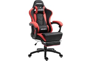 Dowinx Sedia da gaming, ergonomica, da ufficio, per PC, con supporto lombare, stile racing, in pelle PU, con poggiapiedi estraibile, grande