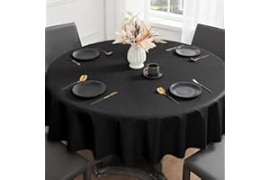 Romanstile Plastikowy okrągły obrus 140 cm czarny woskowany obrus na zewnątrz PVC szary wodoodporny elegancki ochraniacz stołu, restauracja, ogród, bistro, hotel, kawiarnia, bar, impreza, urodziny, 6