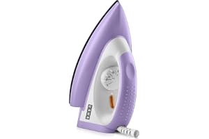 USHA Armor 1100 watts Dry Iron with Shock Proof Plastic Body | Single Coat Black Non Stick Soleplate for Longer Durability|Overheat Safety Shutoff |180° Swivel Cord | 2 Years Warranty|(Purple & White)