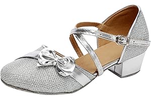 RMBLYfeiye Mädchen Tanzschuhe Prinzessin Schuhe Kinder Latein Schuhe mit Weiche Sohlen Kinder Bow-knot Glitzer Latein Tango Ballsaal Schuhe