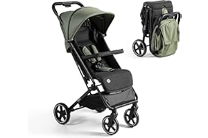 MS BabyWorld - Poussette Keo - Poussette Bébé Ultralégère et Compacte - Jusqu'à 22 kg, Canopy Extensible et Pliage Type Livre Noir