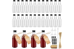 Furuising 28 Pack Mini Liquor Bottles 50ml/1.7 Oz, Reusable Miniature Alcohol Bottles, Empty Plastic Bottles for Alcohol with Screw Cap, Pen, Hangtag, Funnel for Weddings Parties Favors