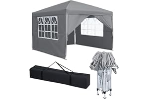 XINZI Pawilon składany 3 x 3 m, z wodoszczelnym dachem i 4 częściami bocznymi, stabilny, odporny na warunki zimowe, pawilon ogrodowy, z regulacją wysokości, składany namiot imprezowy, ochrona przed