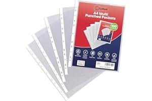 ECO-ECO Punched Pocket A4 Strong 45 Micron Transparent Poly Wallets Glass Clear Sheet Protector Sleeve - 78210 (Pack of 100 x 1)