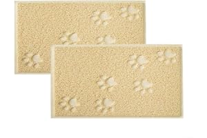 CLOUD HEART Premium Pet Tappetini Sottociotola per Cibo per Cani e Gatti, Impermeabile Antiscivolo Pet Feeding Bowl Pet Litter Trey Tappetino per Gatto e Cane, Piccolo, Set di 2, Beige