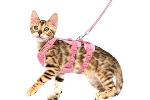 PAWFUN Adjustable Soft Kitten Vest with Reflective Strip for Small Cats New Upgraded Pink s