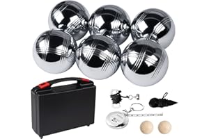 BEUTRAIN Boule Set mit 6 Metall-Kugeln & Zielkugel | Inkl. praktischem Abstandsmesser | Boccia Spiel für Garten, Strand und Park | Familienfreundliches Outdoor-Spielset Stil A
