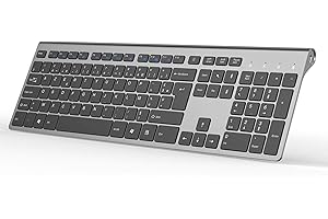JOYACCESS Clavier sans Fil Rechargeable, 2.4G Clavier Pleine Taille AZERTY, Clavier pour PC Compact et Ergonomique, Ordinateur Portable, Mac et Smart TV, Compatible pour Windows 10 / XP / 7/8 / Vista