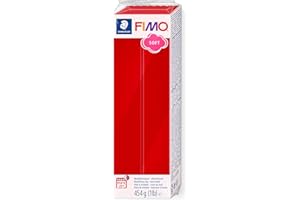 STAEDTLER 8021-2 FIMO Soft Oven-Hardening Polymer Modelling Clay - Christmas Red (1 x 454g Block)