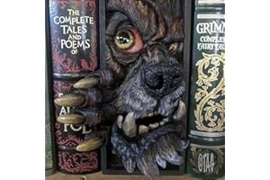Hosuho Monsters Human Face Resin Bookends Bookstand Sculpture Bookshelf Decor Horror Peeping On The Bookshelf Sculpture for Desk Living Room Office