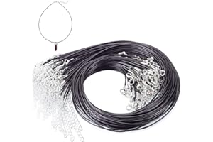 BHAHAI 30 PCS Black Necklace Cord with Lobster Clasp Waxed Necklace String Cord Pendant Bulk Necklace Cords Chain for Bracelet Jewelry Making