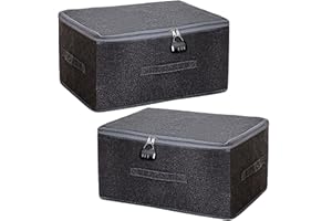 arrderly Pack of 2 Lockable Boxes, Boxes Storage, Foldable Fabric Box with Handles, Foldable Boxes Storage, for Cupboards, Clothes (40 x 30 x 21 cm)