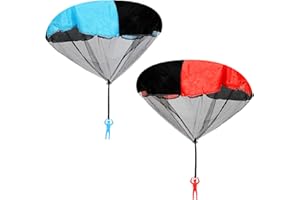 Luckious 2 Pack Parachute Toy Soldiers - Hand-Tossed Army Men for Outdoor Fun - Ideal Paratrooper Flying Toys for Boys and Girls - Perfect Blue and Red