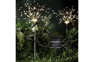 iFalarila 2 Pezzi Luci Solari Esterno-8 Modalità Firefly Lights Solar Outdoor 1200mAH Pannelli Solari, Decorazioni per il Giardino per il cortile, il sentiero, il giardino, il patio-Bianco Caldo