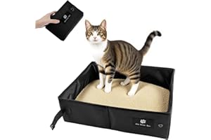 BLUVAST Arenero Portatil Gatos, 45 x 36.5 x 12.5 cm Arenero Gato Pequeño,Negro Arenero de Gato, Plegable Caja de Arena para Gatos, Portátil Cat Litter Box, Adecuado para Viajes al Aire Libre con Mascotas