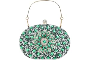 CORIOS Torebka wieczorowa z kryształkami dla kobiet błyszcząca cekinowa torebka ślubna torebka ślubna, ZIELONY, Large