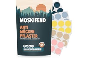 MOSKIFEND Mückenschutzplfaster für kinder Babys und Erwachsene (mit Citronella gegen mücken) Mückenschutz Plaster für unterwegs - anti mücken aufkleber kinder - Abwehren statt juckreiz Mückenpflaster