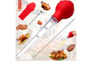 TRIS truee Viande de Seringue de Dinde, Kit de Poire à Dinde, Marinade à la Viande à la Seringue Baster, pour Barbecue, Bacon, Viande Fumée, Côtelettes de Porc, Poulet, Pétoncles