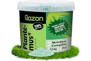 PLANTEMUS* PLANTEMUS Engrais Gazon NPK (12-11-18) Automne/Hiver - Pelouse Vert, Dense et Durable, Fertilisant Granulé en Perles Ultrasolubles, 5.5 KG 175 m²
